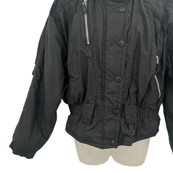 OBERMEYER Nell Jacket Womens 12 Black Puffer Coat Ski Snowboard Bomber Crop - Picture 3 of 16